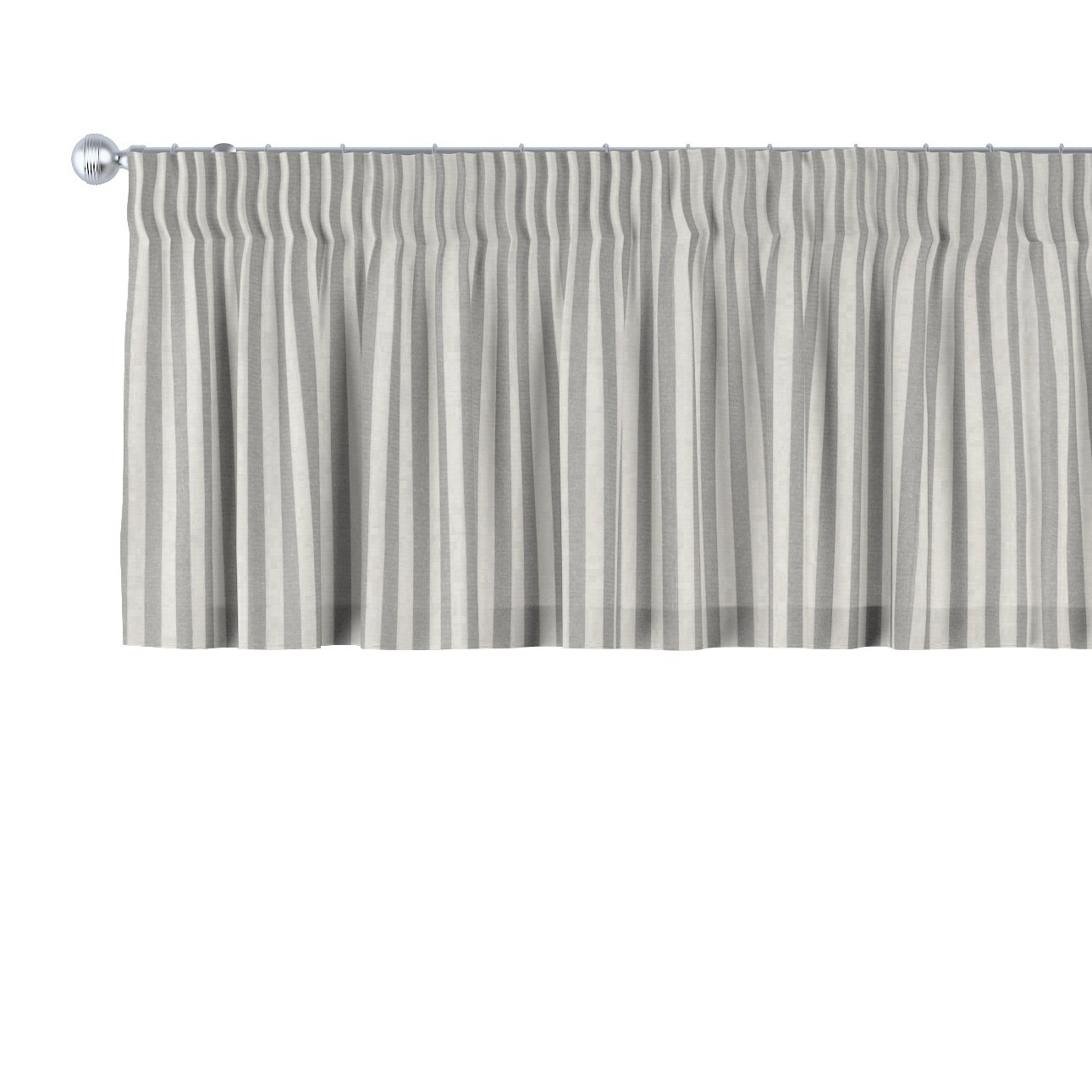 Dekoria Krátky záves na riasiacej páske, sivo-biele prúžky, 260 x 40 cm, Quadro, 136-12