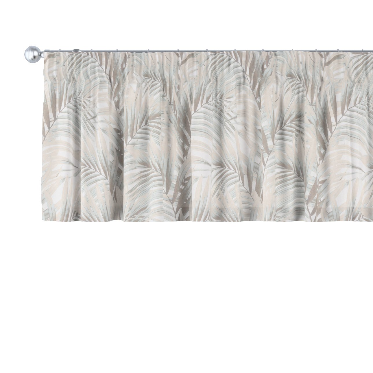 Dekoria Krátky záves na riasiacej páske, béžové a krémové palmové listy na bielom pozadí , 260 x 40 cm, Gardenia, 142-14