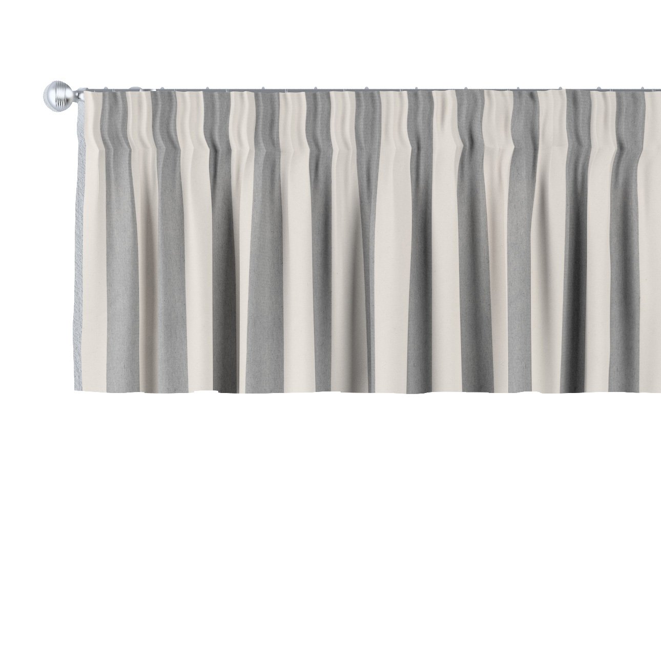 Dekoria Krátky záves na riasiacej páske, biało-szare pionowe pasy, 390 x 40 cm, Quadro, 143-91