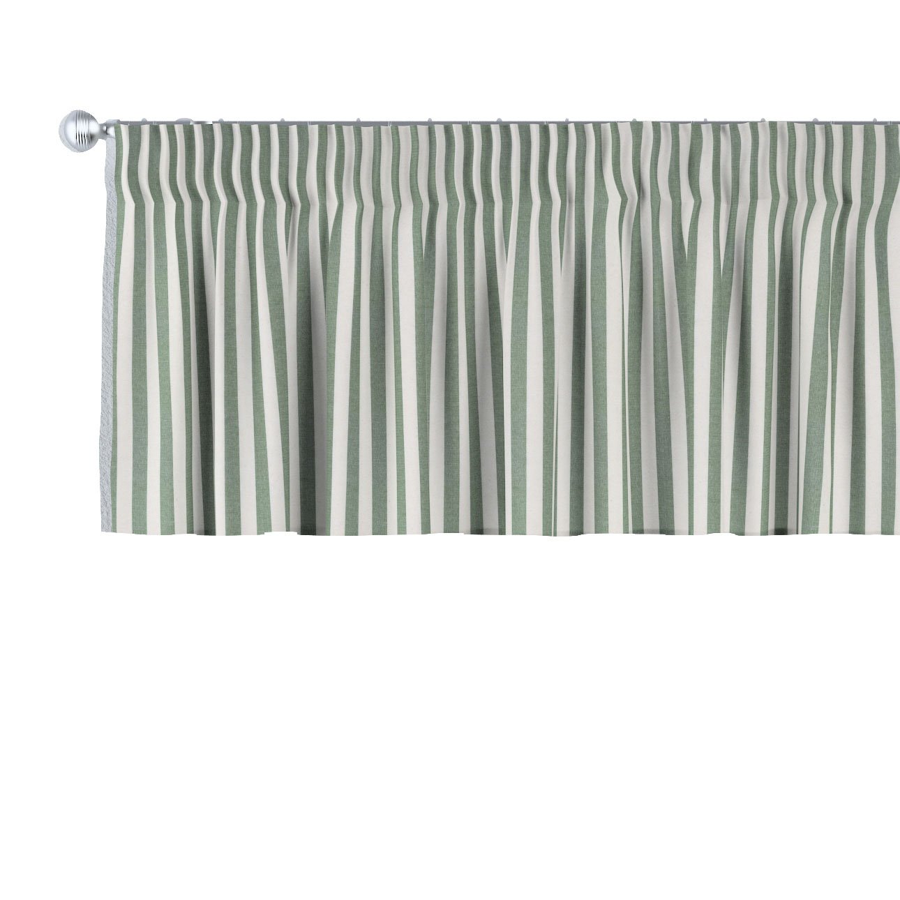 Dekoria Krátky záves na riasiacej páske, zelené a biele pruhy (1,5 cm), 260 x 40 cm, Quadro, 144-35