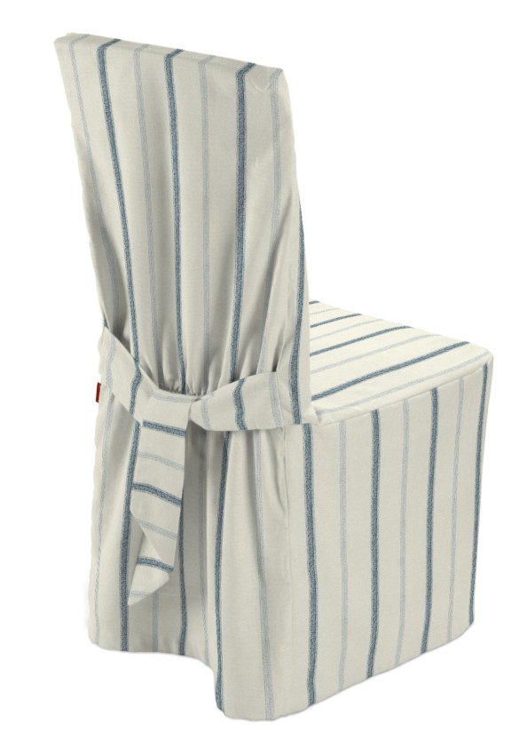 Dekoria Návlek na stoličku, svetlo a tmavomodrý pásik na svetlobéžovom podklade, 45 x 94 cm, Avinon, 129-66