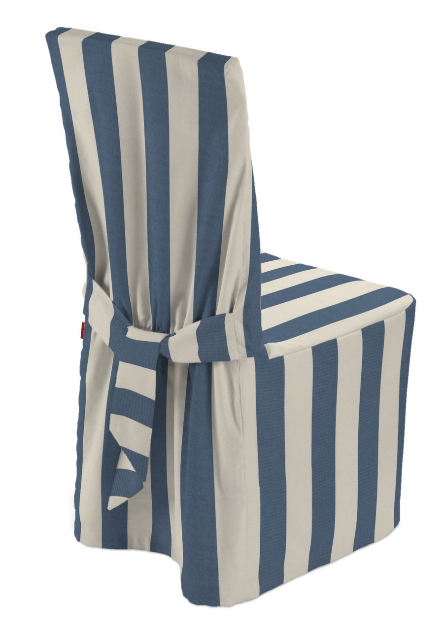 Dekoria Návlek na židli, modré a bílé svislé pruhy, 45 x 94 cm, Quadro, 143-90
