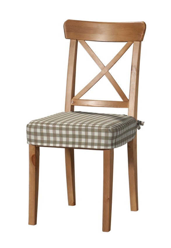 Dekoria Sedák na stoličku Ingolf, béžovo-biele káro, návlek na stoličku Inglof, Quadro, 136-06