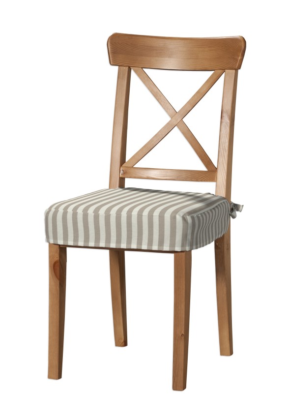 Dekoria Sedák na židli IKEA Ingolf, béžová - bílá pruhy, židle Inglof, Quadro, 136-07