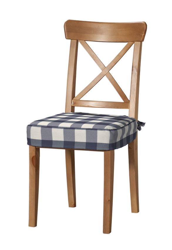 Dekoria Sedák na stoličku Ingolf, modro - biele veľké káro, návlek na stoličku Inglof, Quadro, 136-03