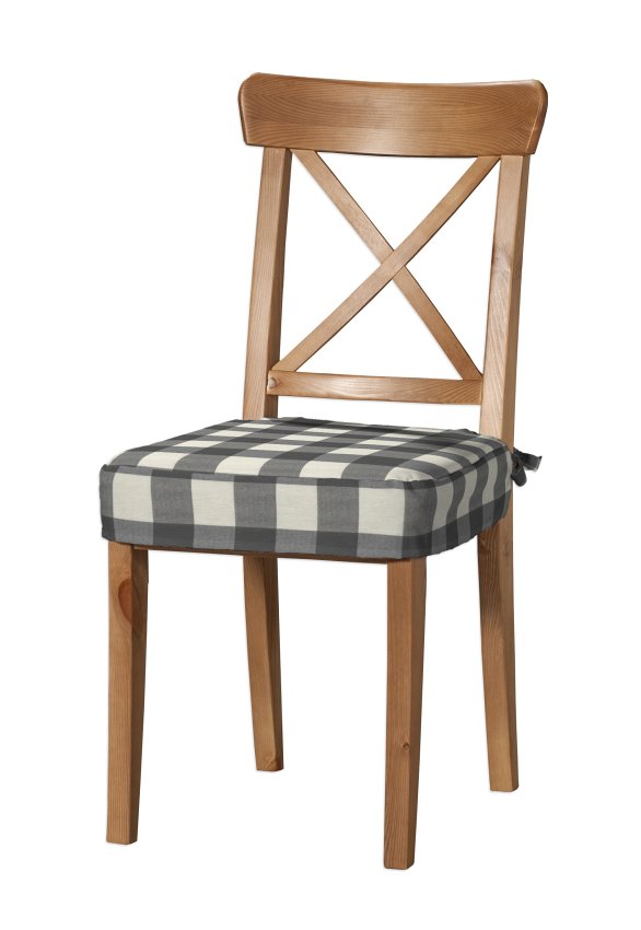 Dekoria Sedák na stoličku Ingolf, sivo-biele veľké káro, návlek na stoličku Inglof, Quadro, 136-13