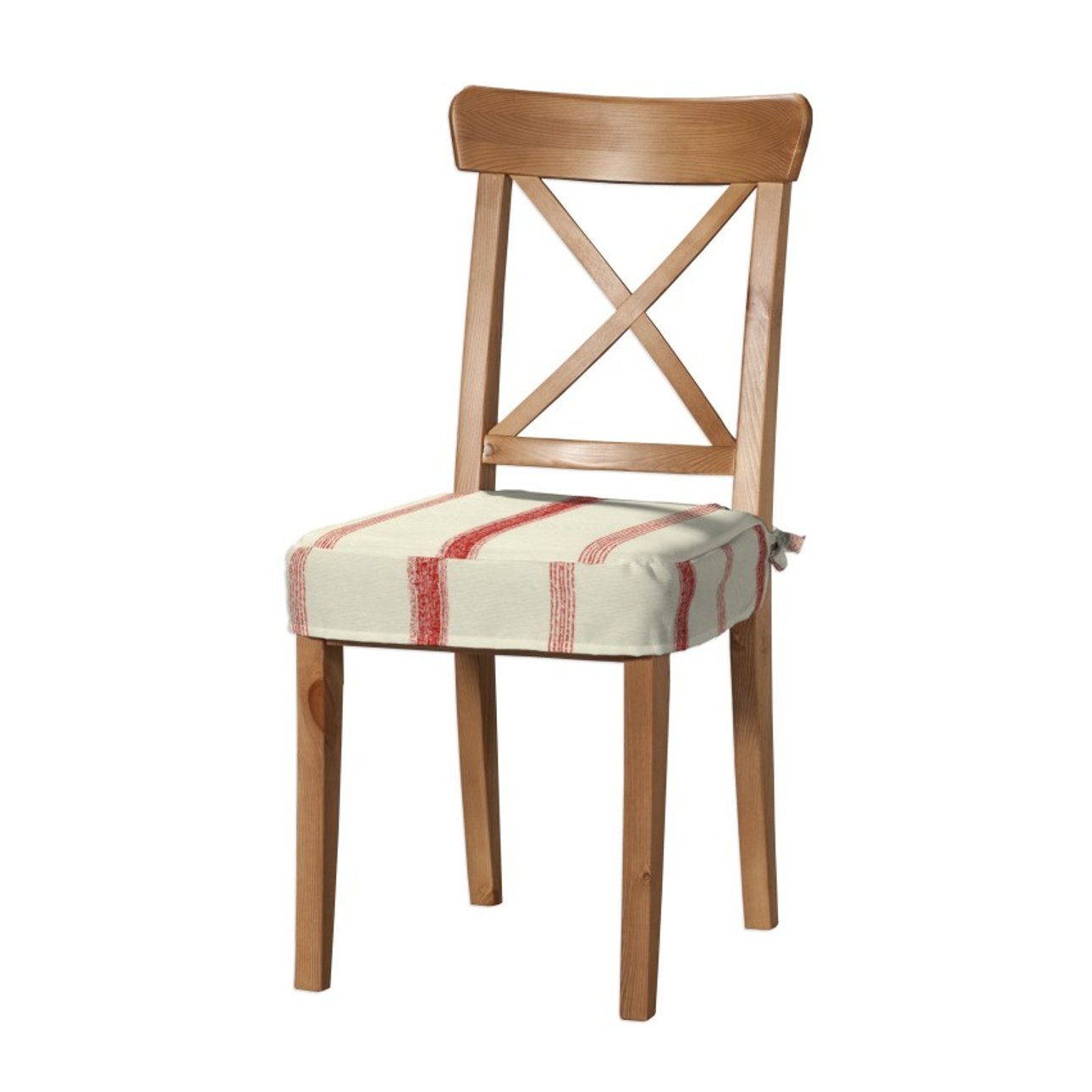 Ingolf chair seat pad cover red stripes ivory background 129 15