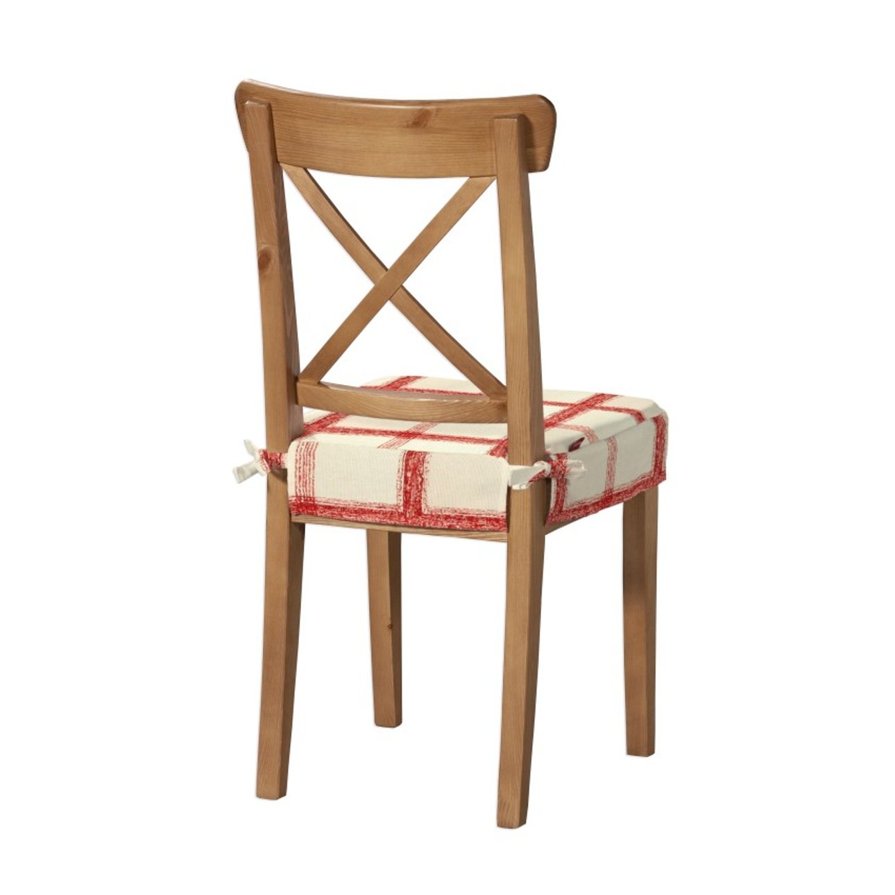 Ingolf chair seat pad cover red check ivory background 131 15