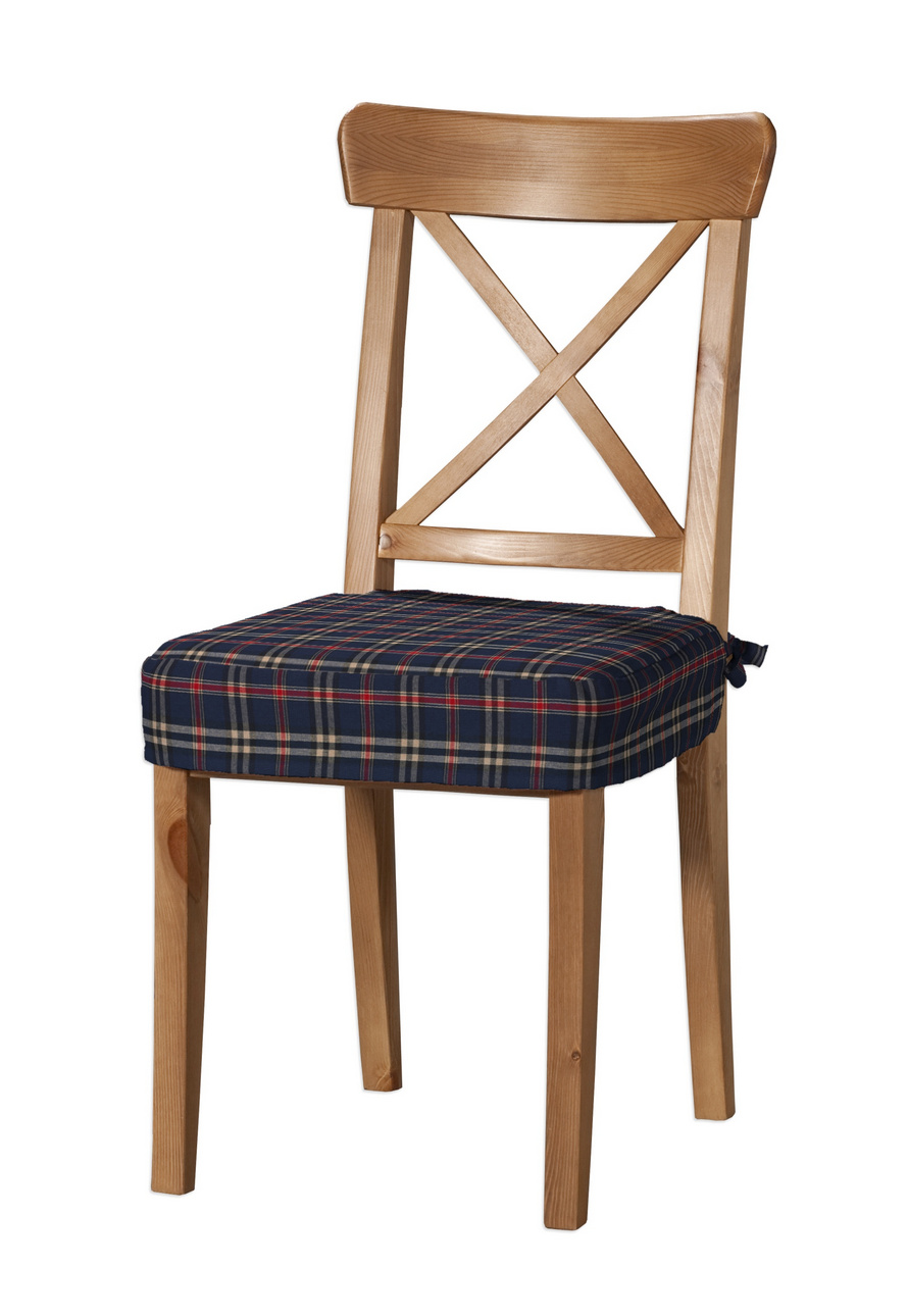 Dekoria Sedák na stoličku Ingolf, modro - červené káro, návlek na stoličku Inglof, Quadro, 142-68
