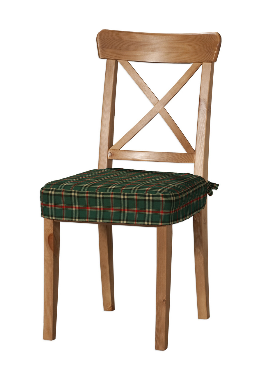 Dekoria Sedák na stoličku Ingolf, zeleno - červené káro, návlek na stoličku Inglof, Quadro, 142-69