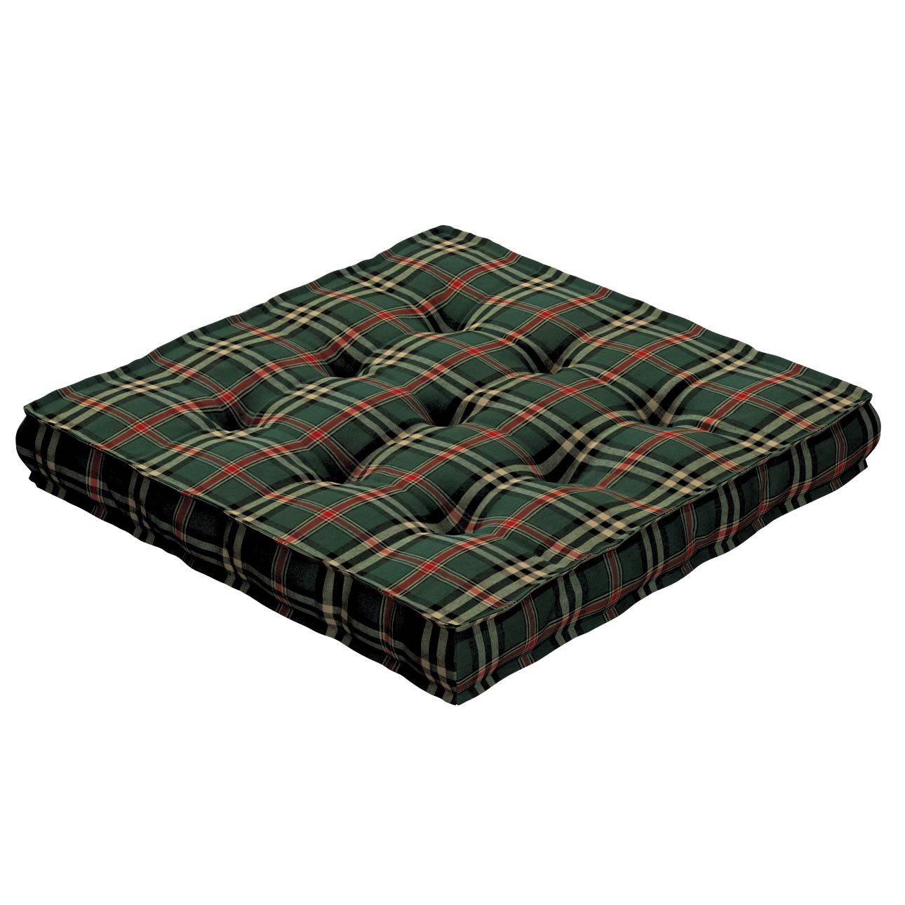 Jacob seat pad floor cushion green and red check 142 69 50 x 50