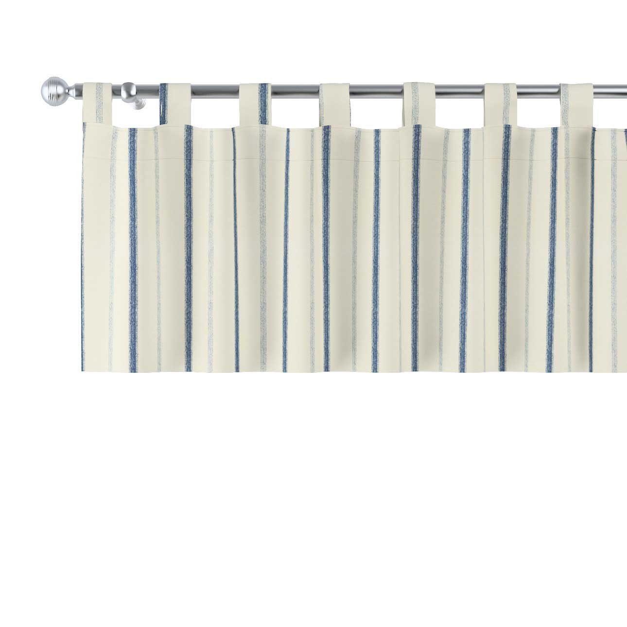 E-shop Dekoria Krátky záves na pútkach, svetlo a tmavomodrý pásik na svetlobéžovom podklade, 130 x 40 cm, Avinon, 129-66