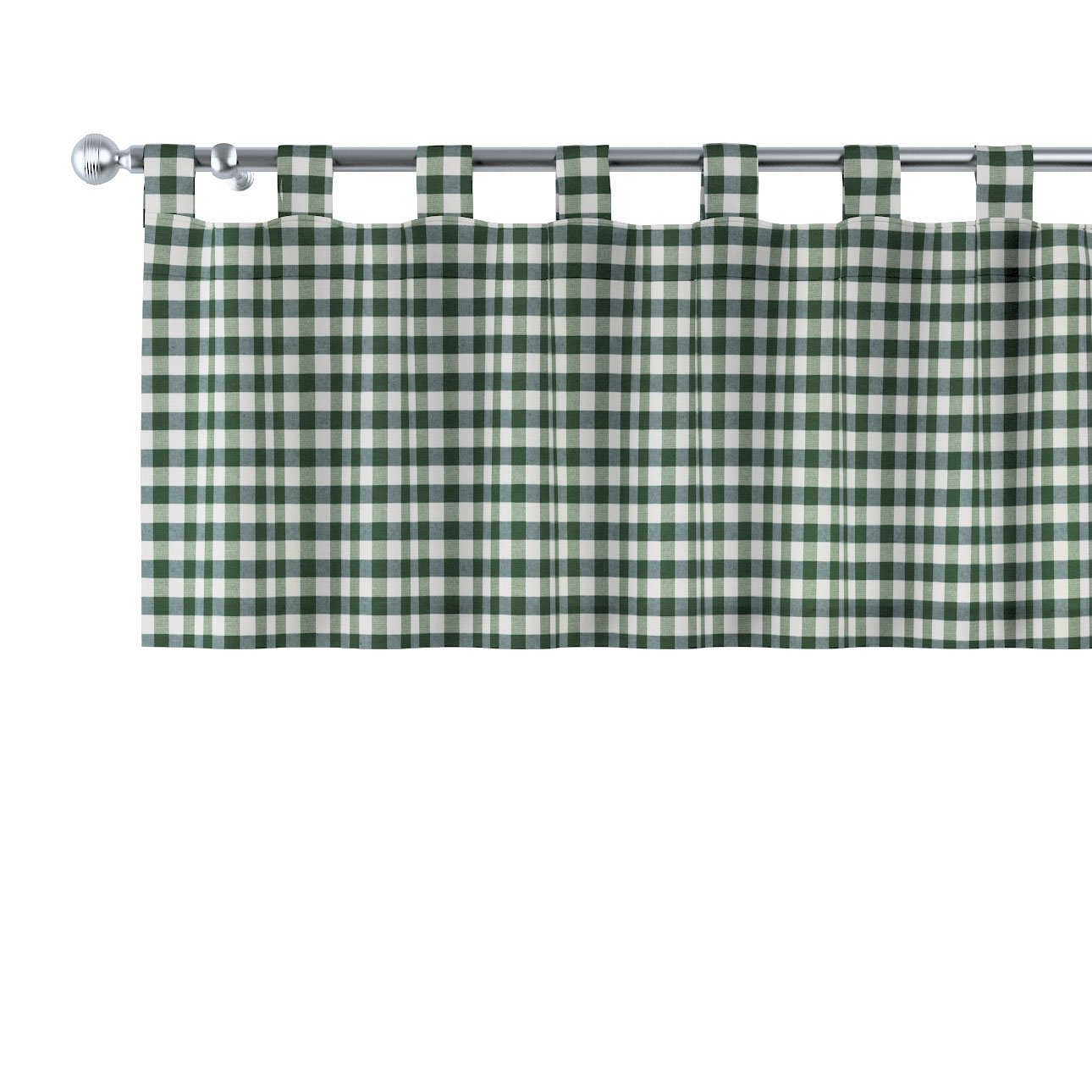 Dekoria Krátky záves na pútkach, zelená a biela kocka (1,5x1,5cm), 260 x 40 cm, Quadro, 144-34