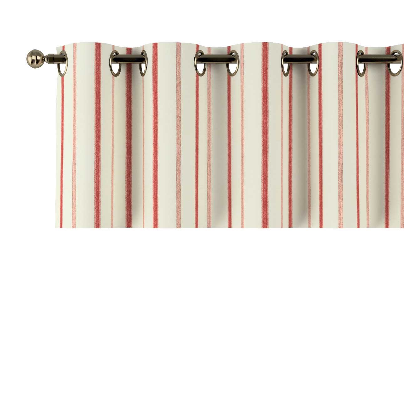 Dekoria Lambrekin na kroužcích, režný podklad, červené pásky, 130 x 40 cm, Avignon, 129-15