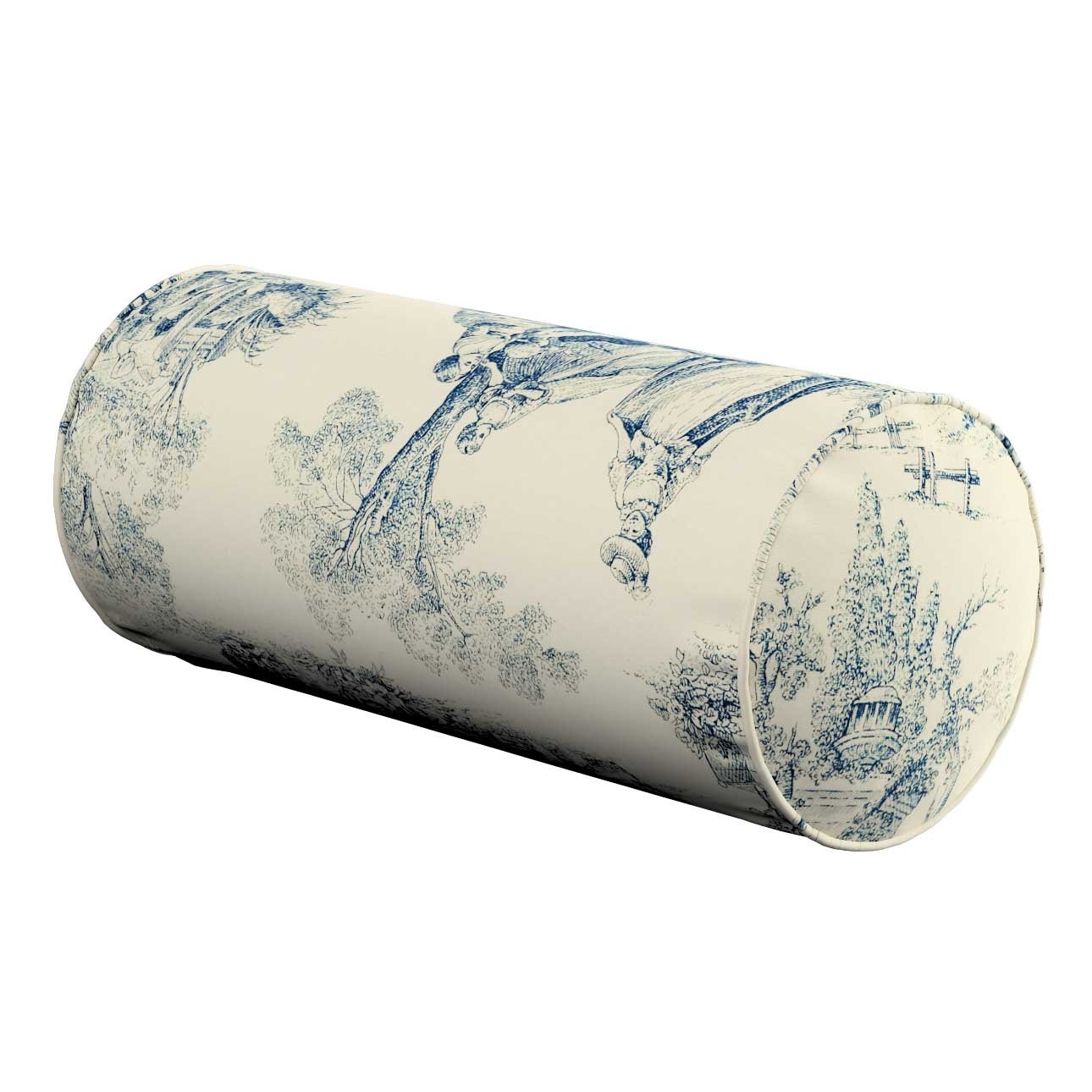 Bolster cushion blue characters ivory background 132 66 16 x