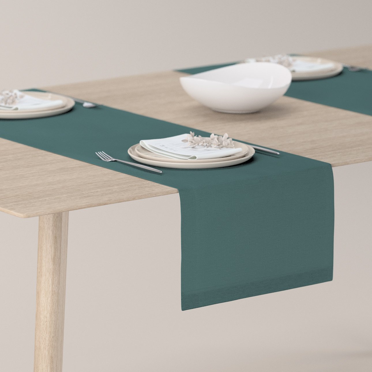 E-shop Dekoria Štóla na stôl, matná smaragdová zelená, 40 x 130 cm, Linen, 159-09