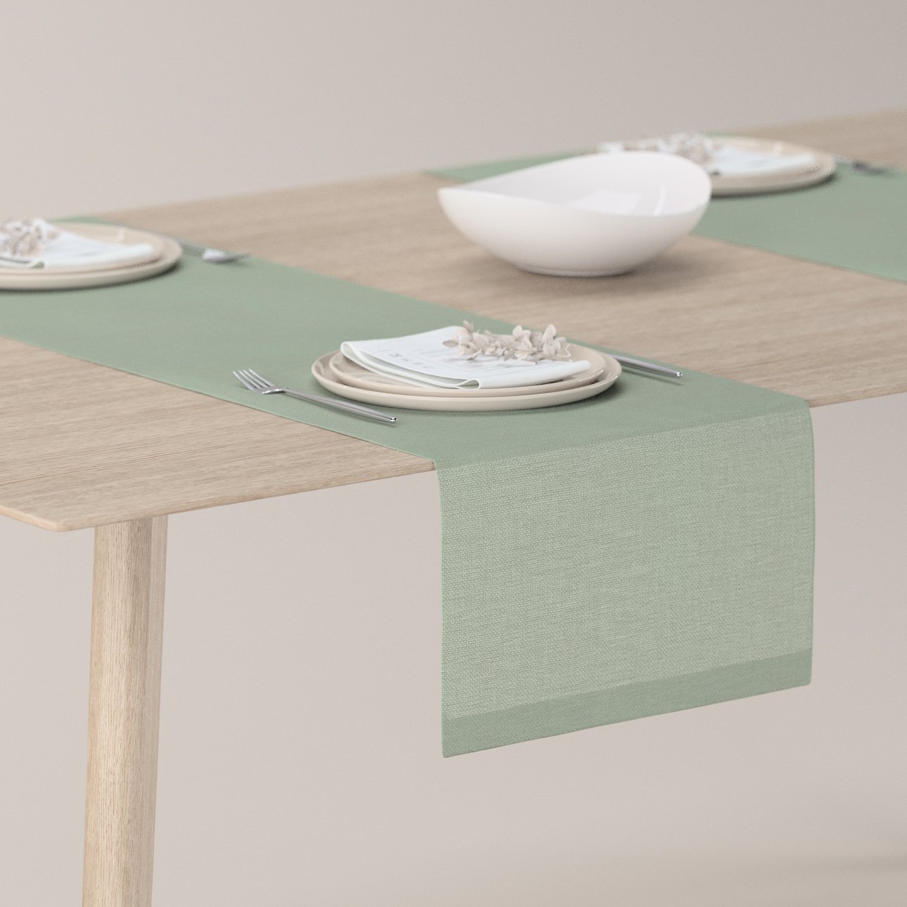 E-shop Dekoria Štóla na stôl, eukalyptus zelená, 40 x 130 cm, Sensuale Premium, 144-56