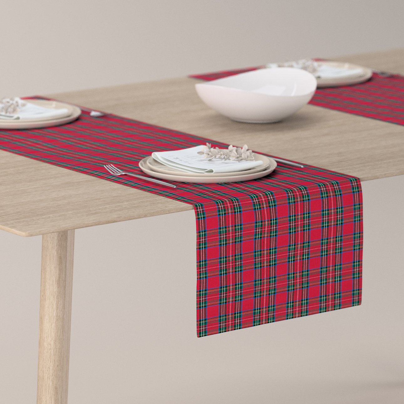 E-shop Dekoria Štóla na stôl, červeno-zelené káro, 40 x 130 cm, Quadro, 126-29