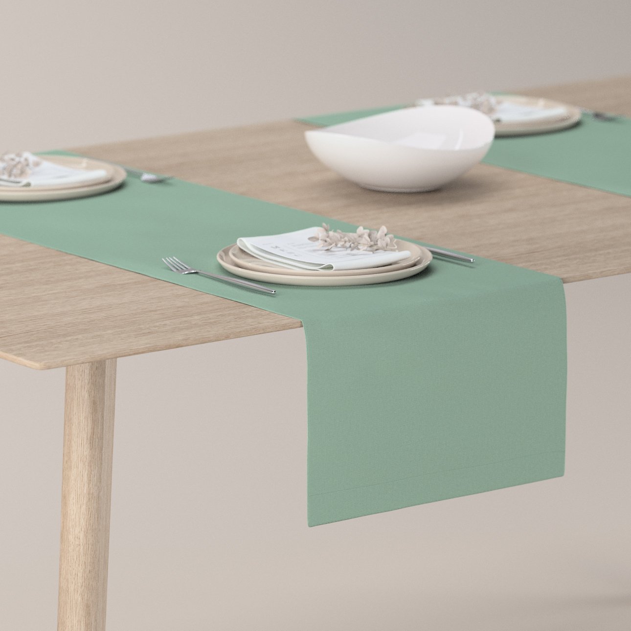 E-shop Dekoria Štóla na stôl, eukaliptovo zelená, 40 x 130 cm, Loneta, 133-61