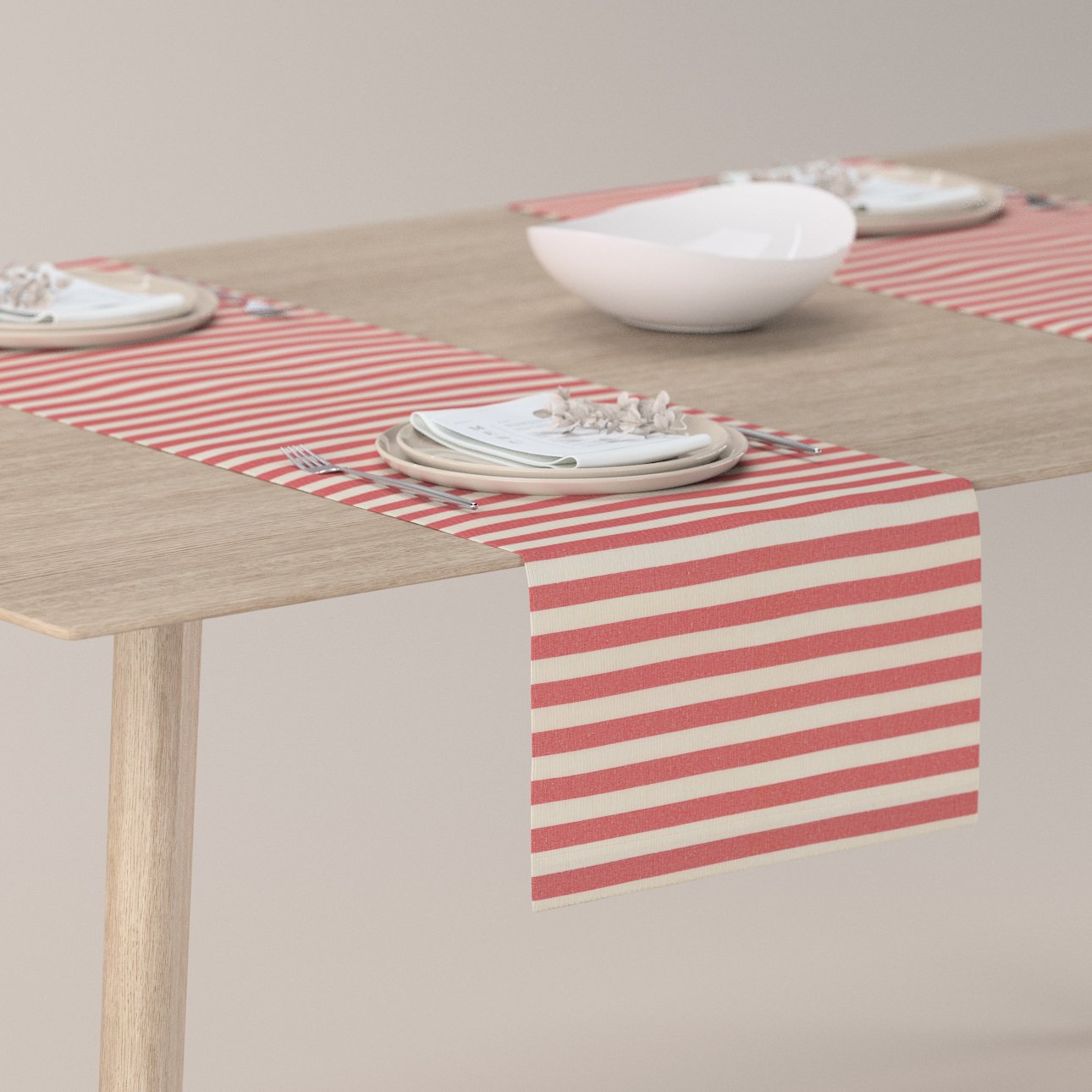 E-shop Dekoria Štóla na stôl, červeno-biele prúžky, 40 x 130 cm, Quadro, 136-17