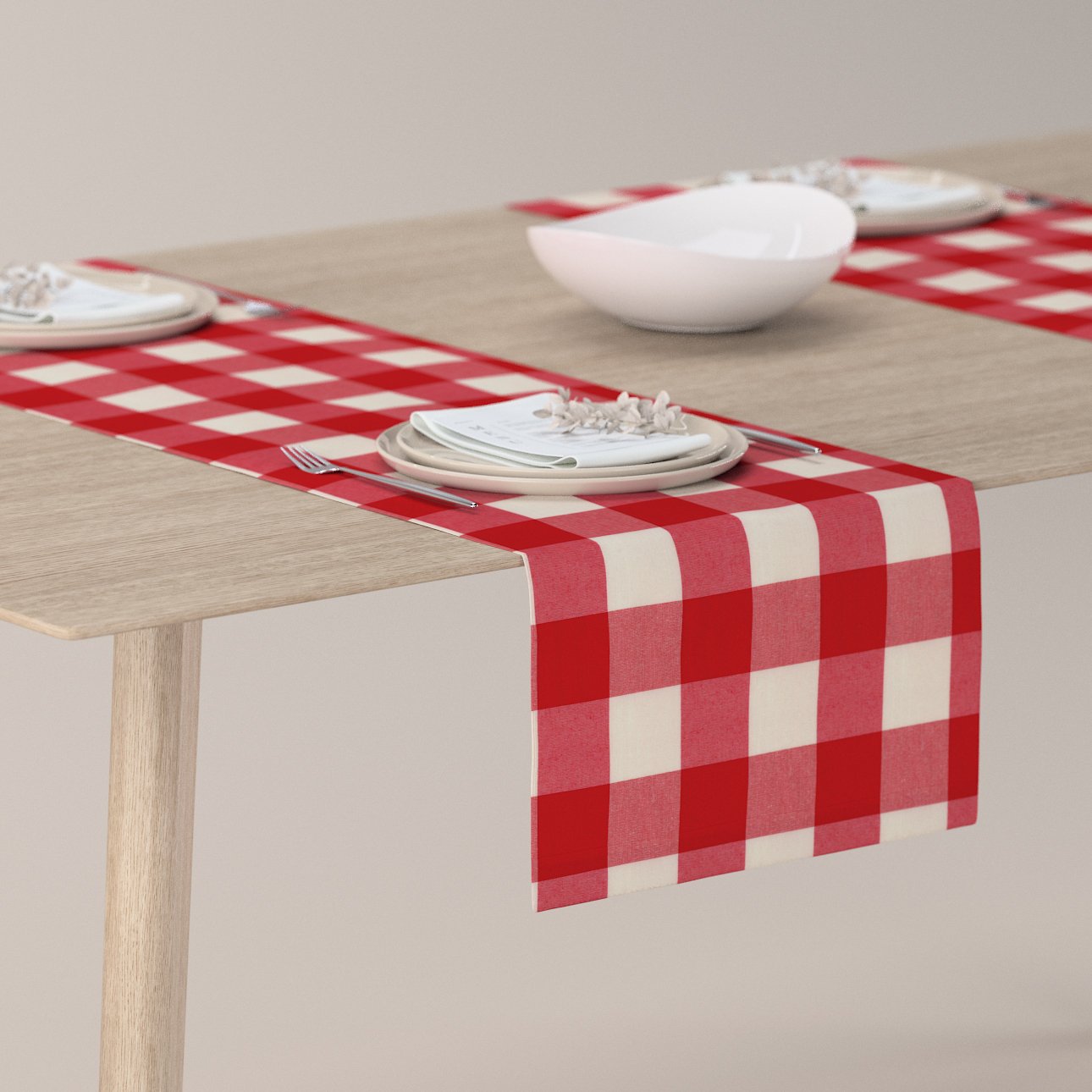 Red and white table hot sale runner