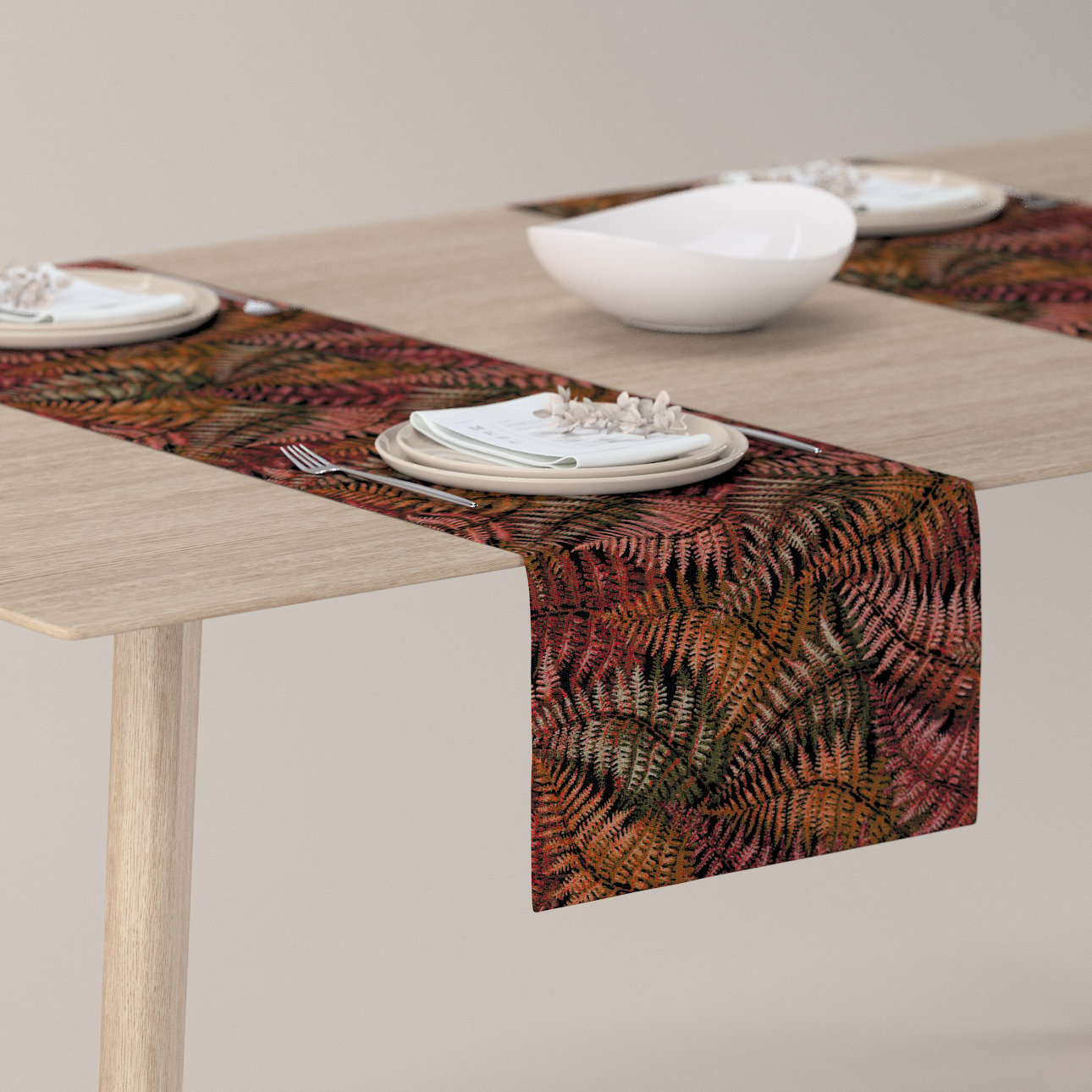 E-shop Dekoria Štóla na stôl, bordová a zlatý list, 40 x 130 cm, Intenso Premium, 144-19
