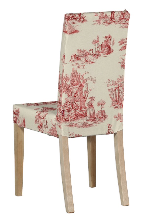 Dekoria Potah na židli IKEA Harry, krátký, pozadí režné, červené postavy, židle Harry, Avignon, 132-15