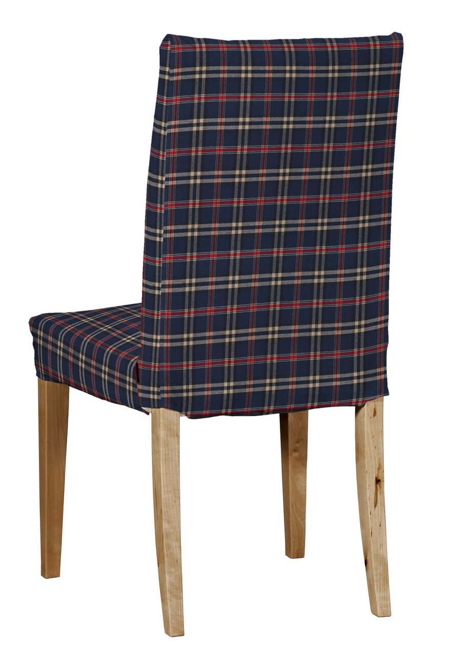 Dekoria Potah na židli IKEA Henriksdal, krátký, kostka modro-červená, židle Henriksdal, Quadro, 142-68