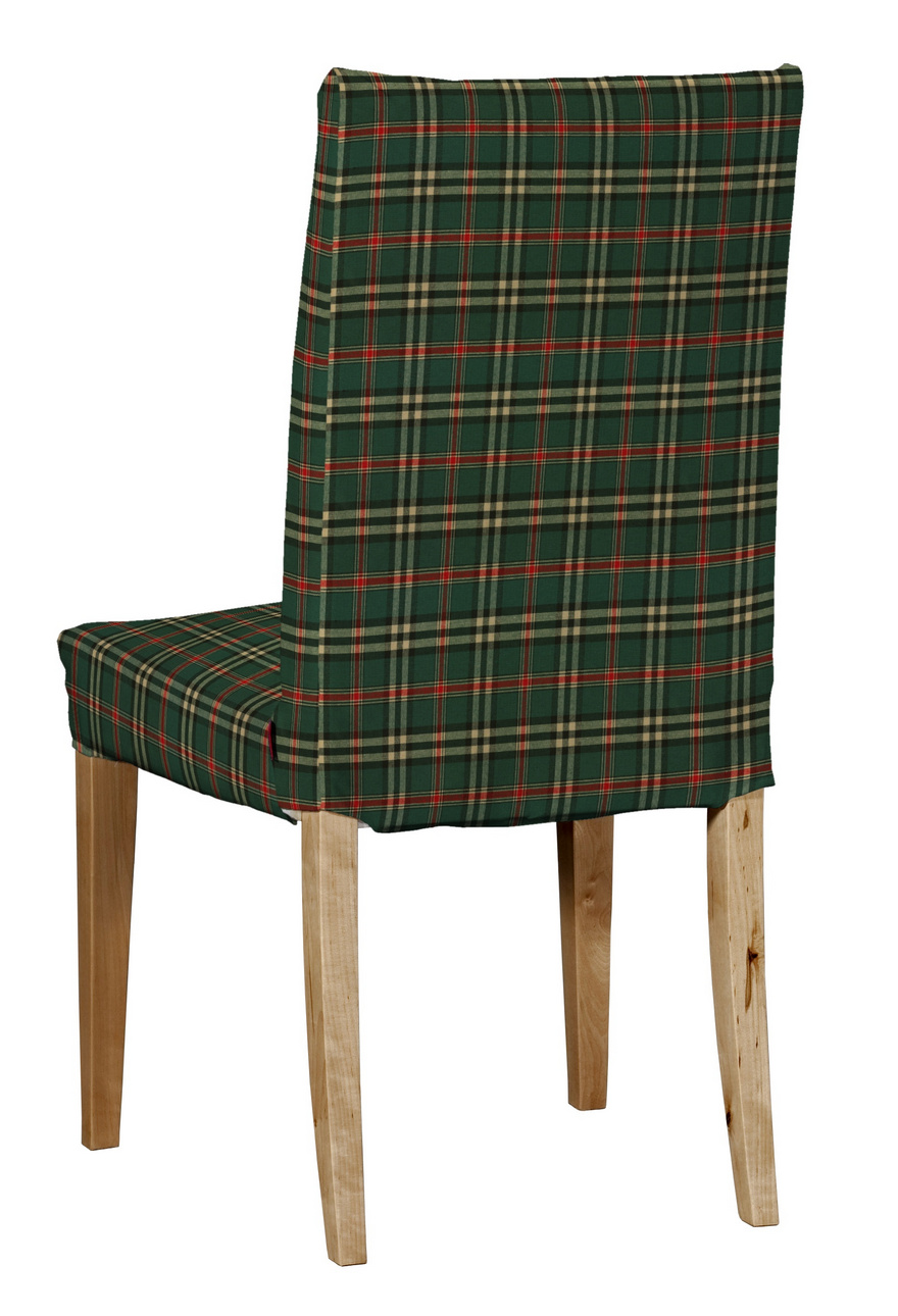 Dekoria Návlek na stoličku Henriksdal (krátky), zeleno - červené káro, návlek na stoličku Henriksdal - krátky, Quadro, 142-69
