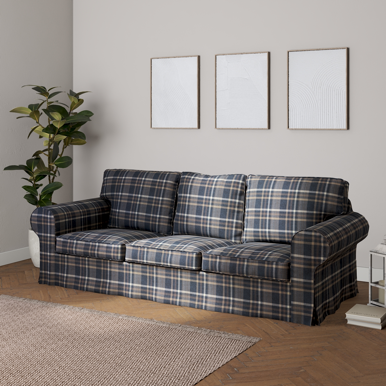 Blue shop tartan sofa