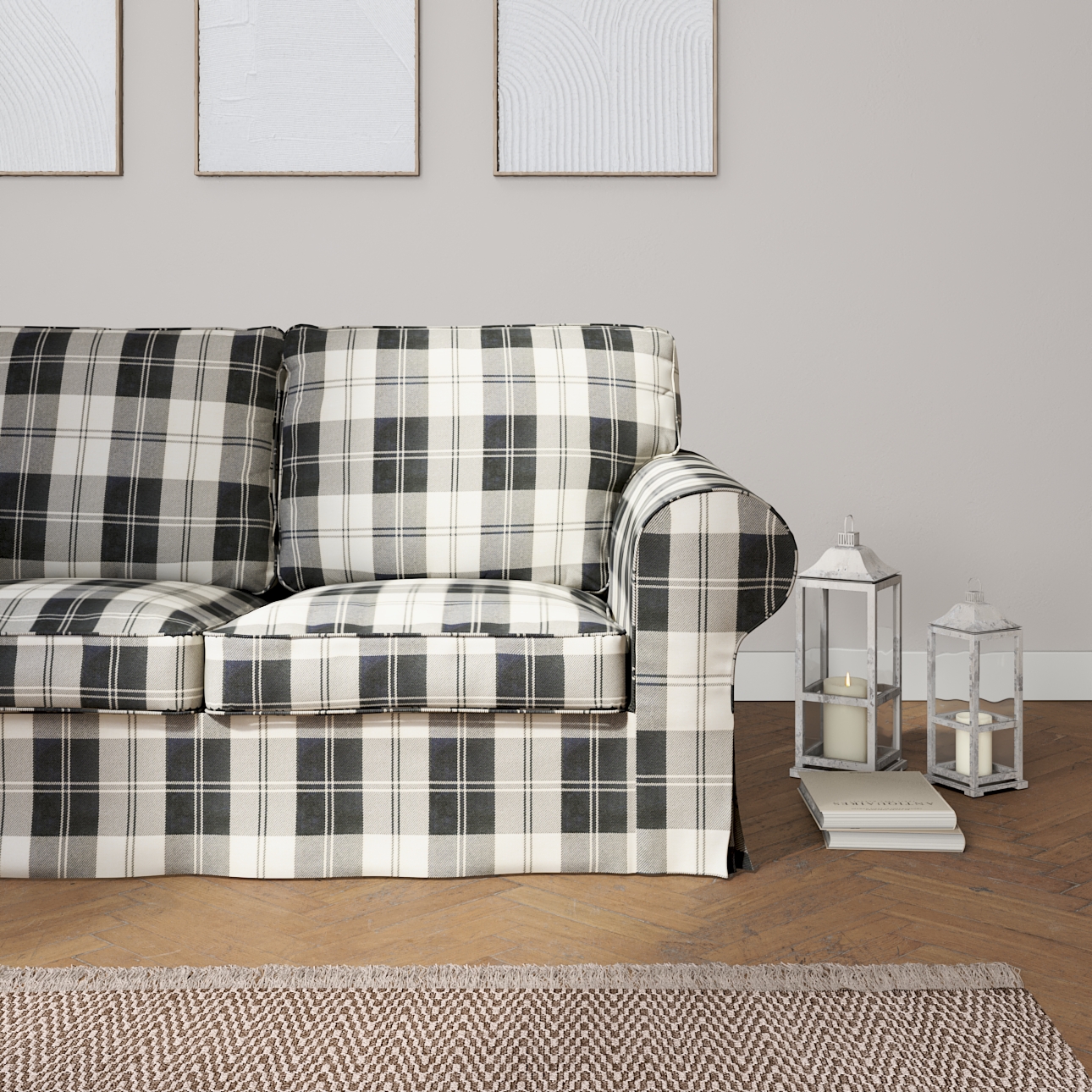 Black and deals white plaid sofa