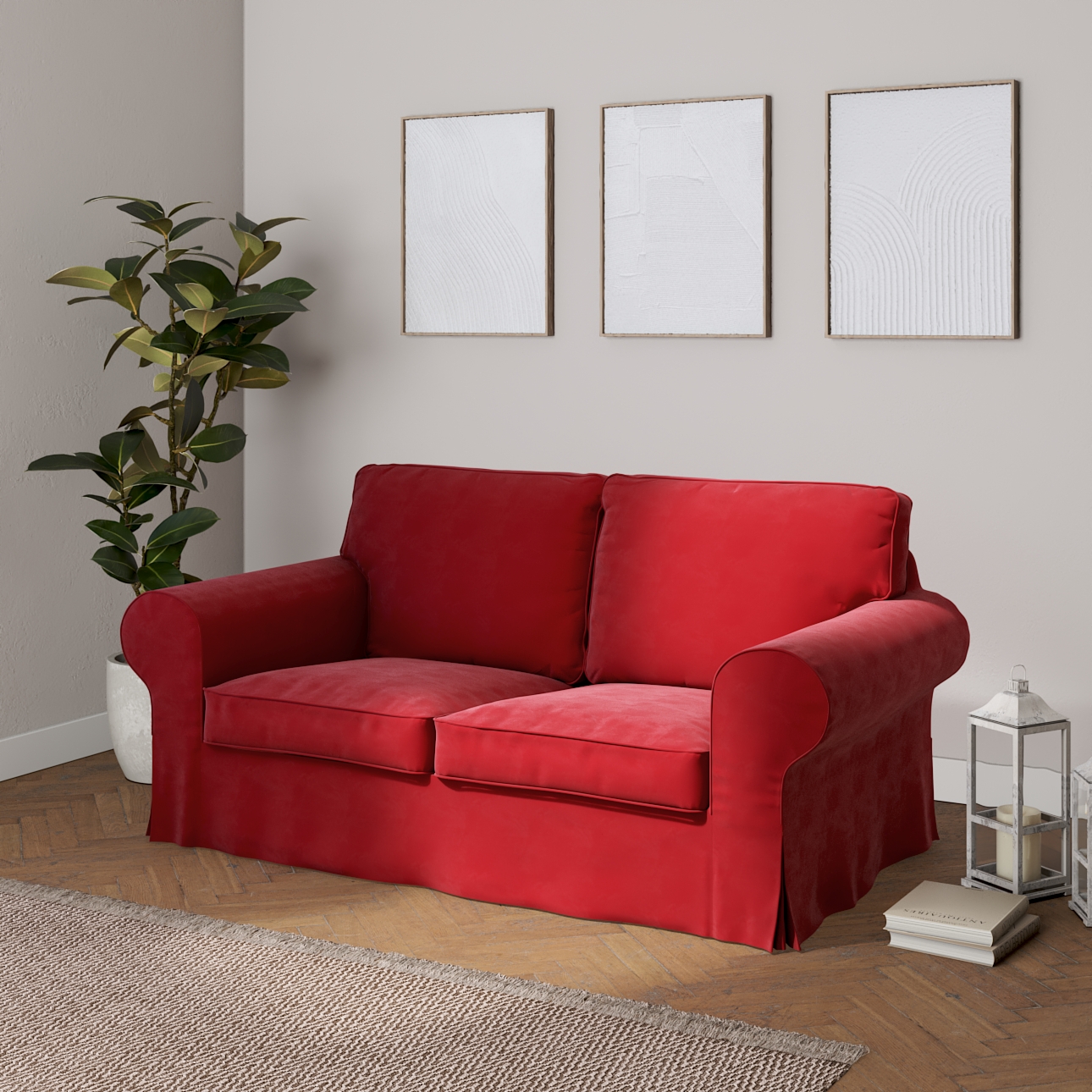 Housse Coussin d'Assise Canapé Velours Rouge Vin