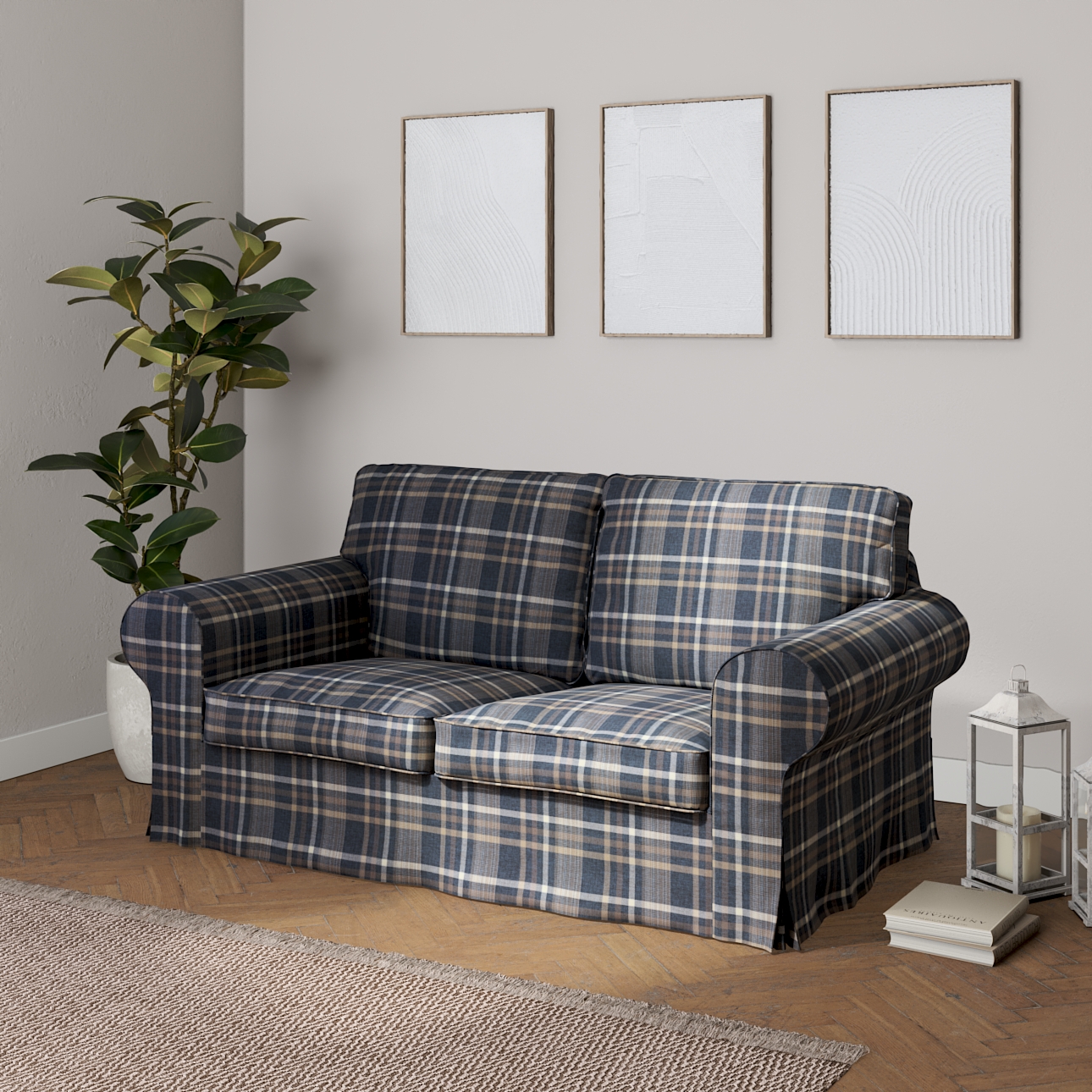 Blue on sale checked sofa