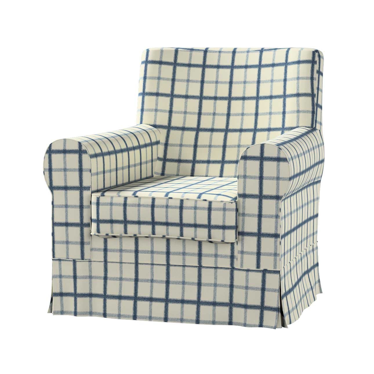 Ektorp Jennylund armchair cover blue check ivory background 131