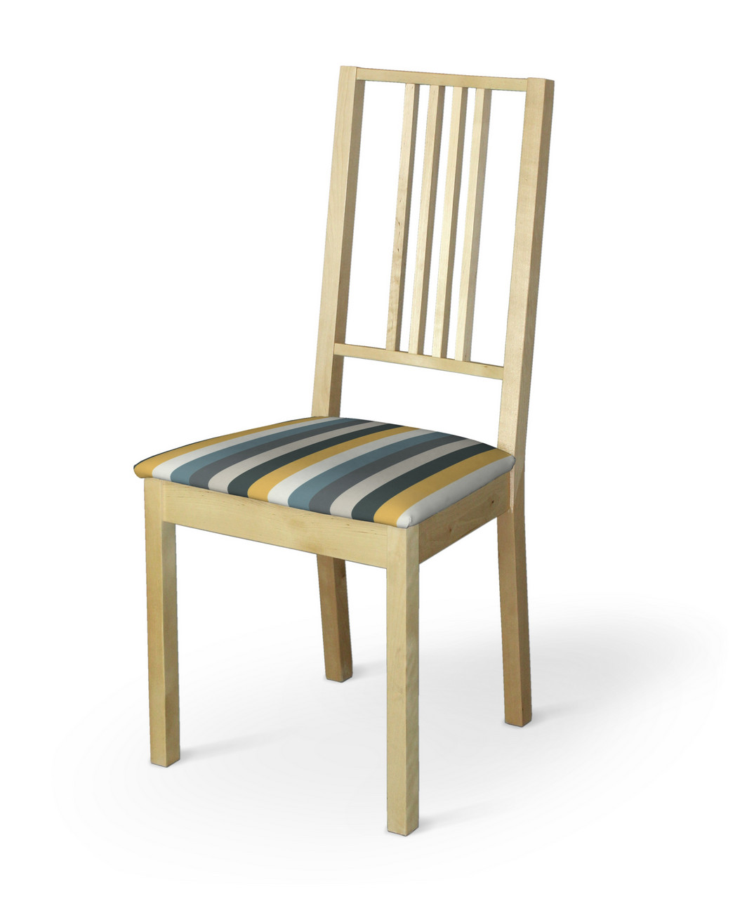 Dekoria Potah na sedák židle Börje, pruhy modrá šedá žlůutá, potah sedák židle Börje, Vintage 70's, 143-59