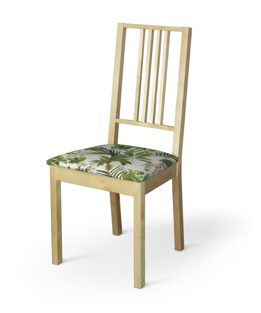 Dekoria Poťah na stoličku Börje, zeleno - červené rastliny na bielom podklade, poťah na stoličku Börje, Tropical Island, 143-69