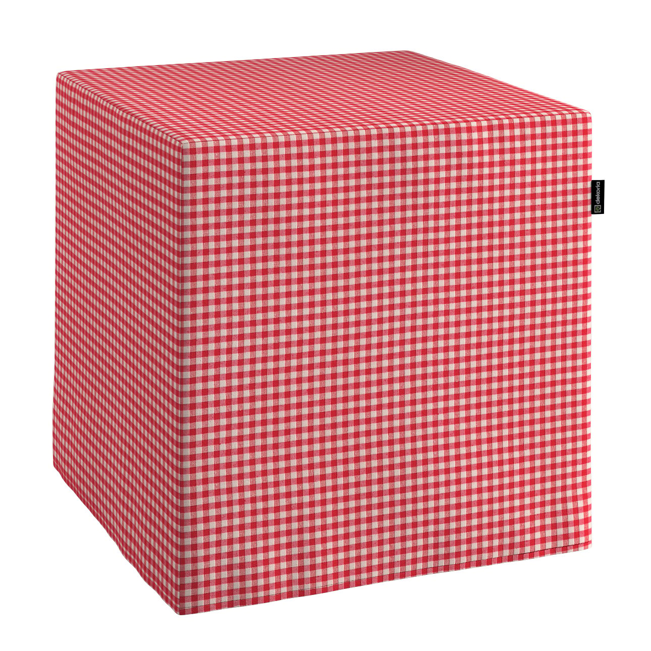 Dekoria Poťah na taburetku,kocka, červeno-biele malé káro, 40 x 40 x 40 cm, Quadro, 136-15