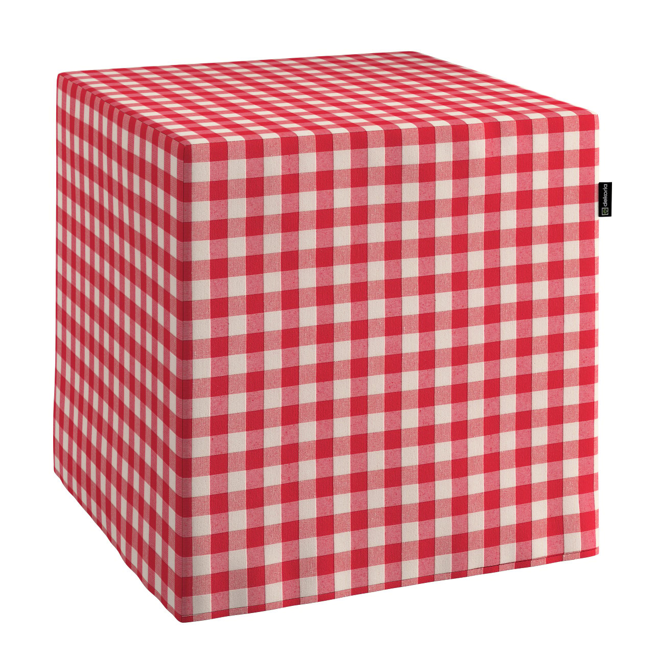 Dekoria Poťah na taburetku,kocka, červeno-biele káro, 40 x 40 x 40 cm, Quadro, 136-16