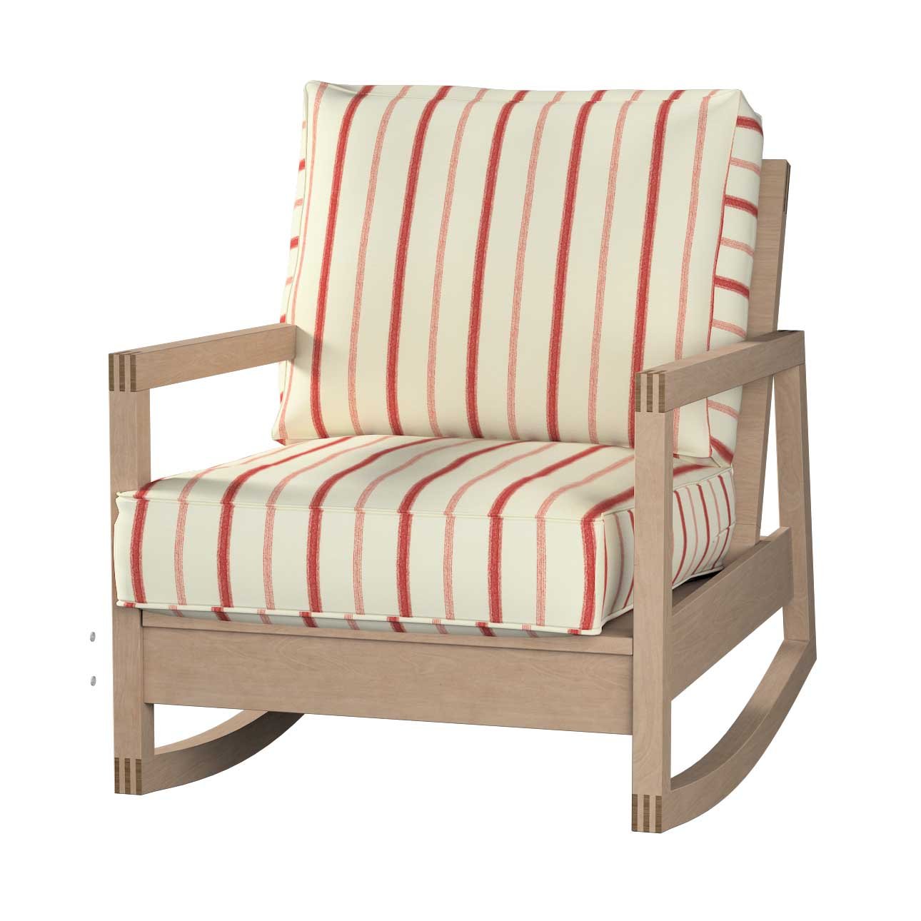 Lillberg armchair cover red stripes ivory background 129 15