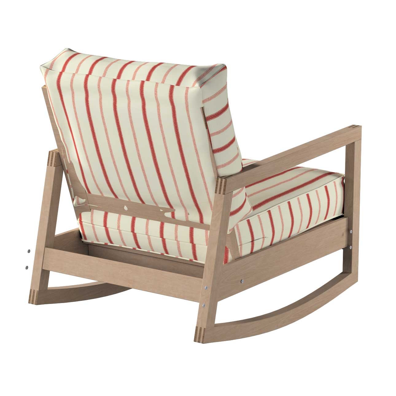 Lillberg armchair cover red stripes ivory background 129 15