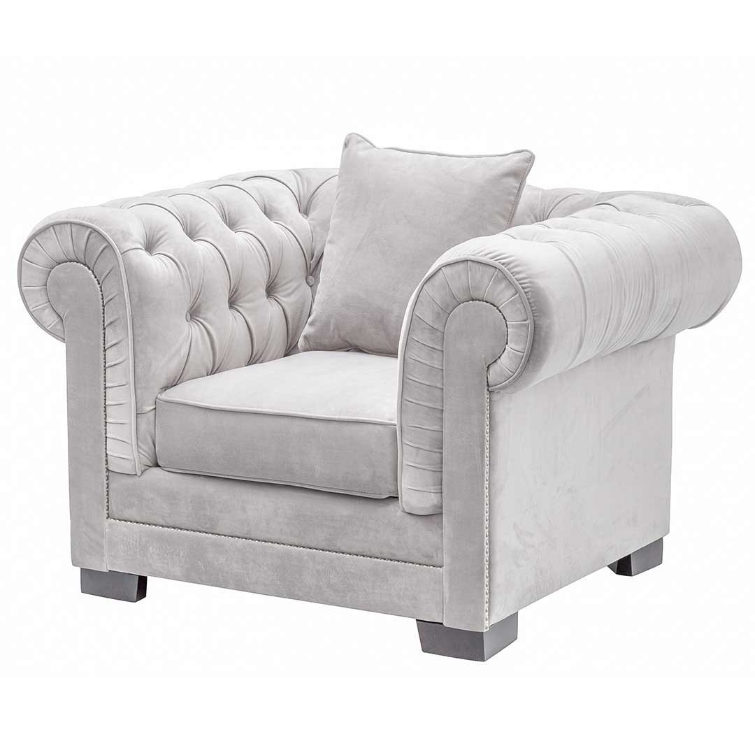 Dekoria Kreslo Chesterfield Classic Velvet Dark Grey 118 x 96 x 77 cm, 118 x 96 x 77 cm