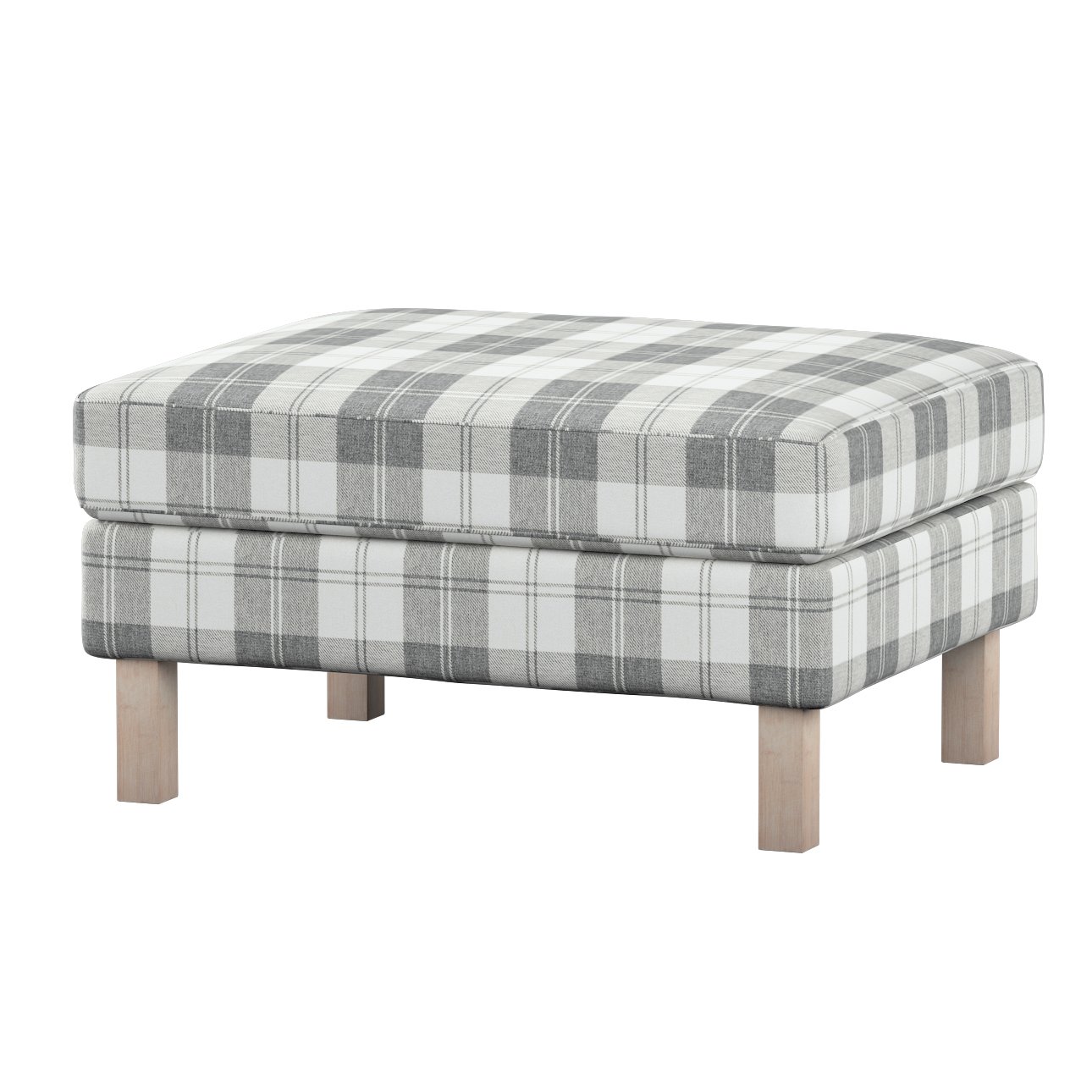 Karlstad footstool cover, grey & white tartan, 11579, Karlstad
