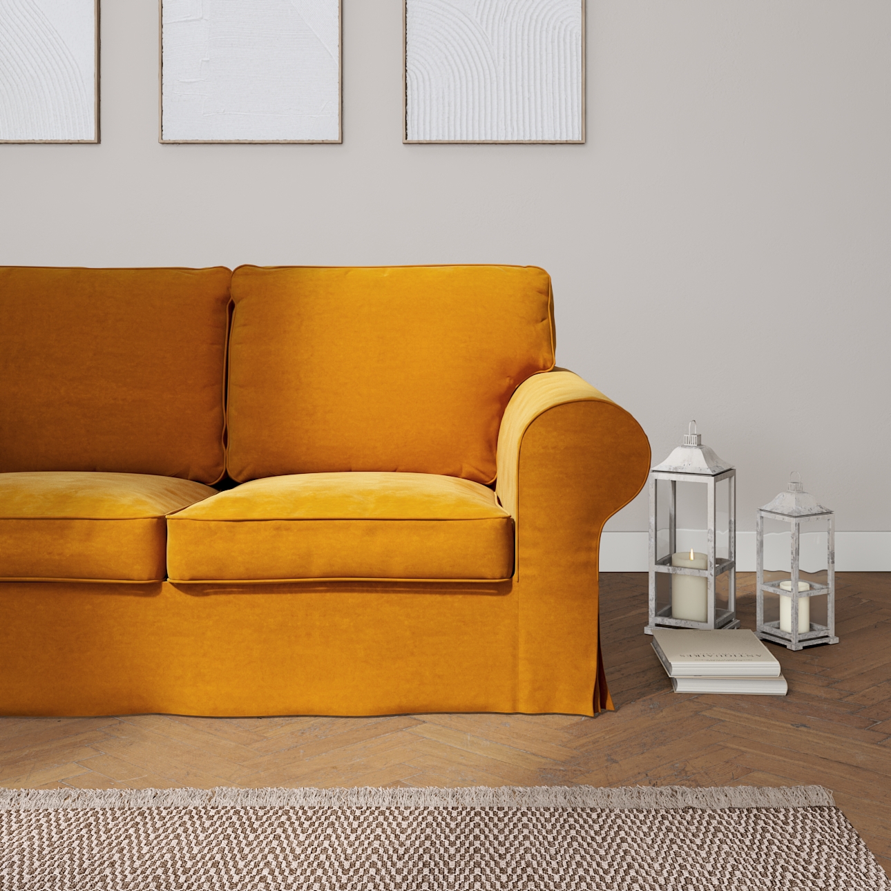 Ikea yellow velvet deals sofa