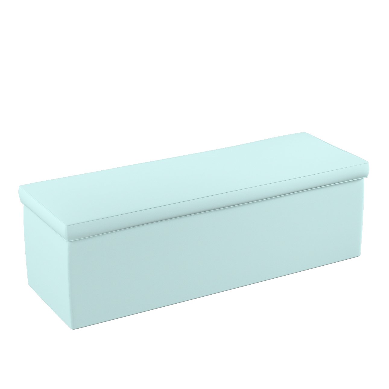 Banc coffre de rangement en tissu bleu canard 100 cm