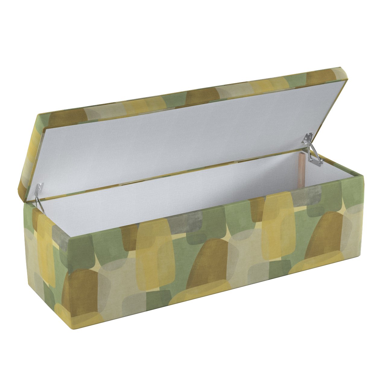 Dekoria Čalouněná skříň, geometrický vzor zelená hnědá, 90 x 40 x 40 cm, Vintage 70's, 143-72