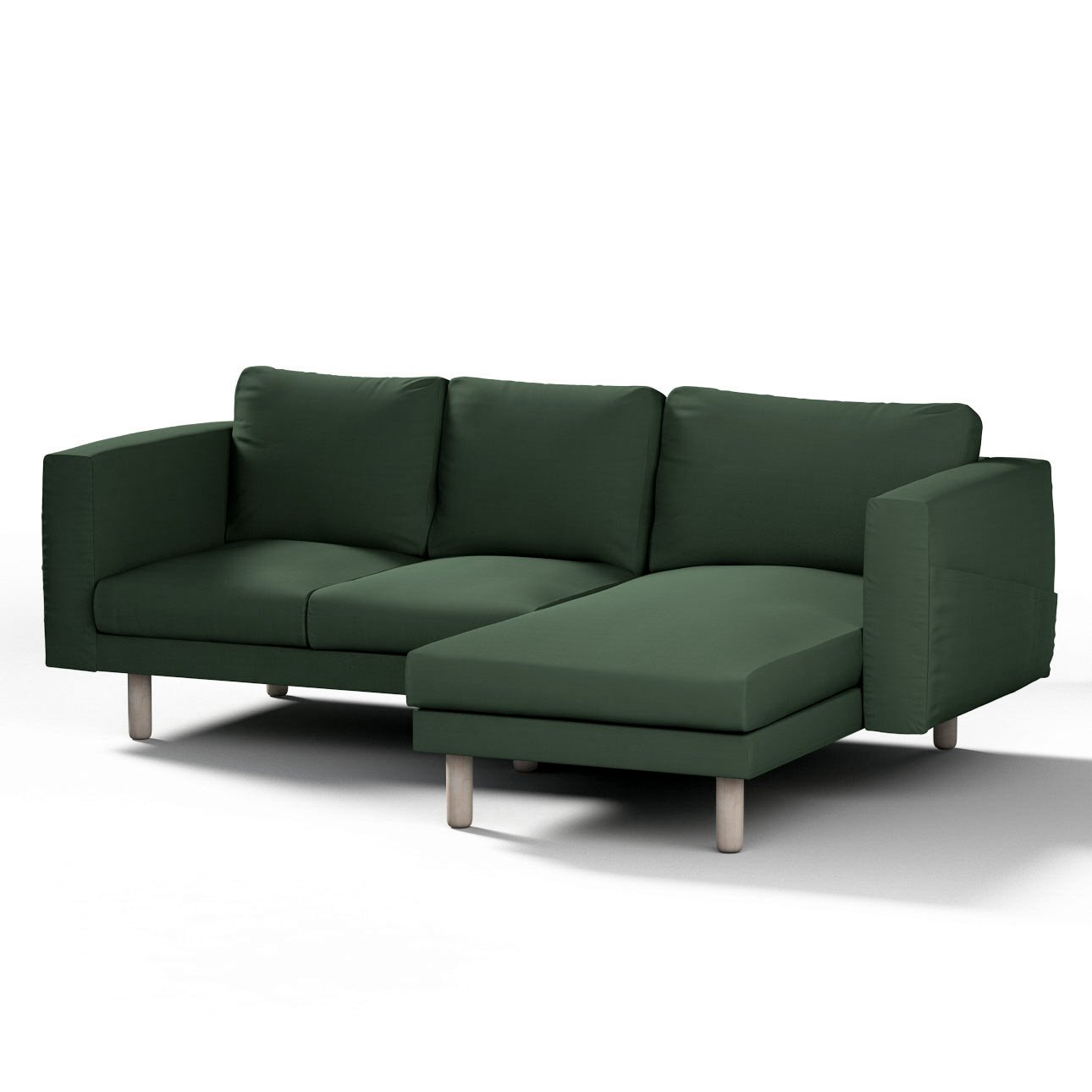 Dekoria Poťah na sedačku Norsborg s ležadlom - 3 os., zelená, 231 x 88/157 x 85 cm, Cotton Panama, 702-06