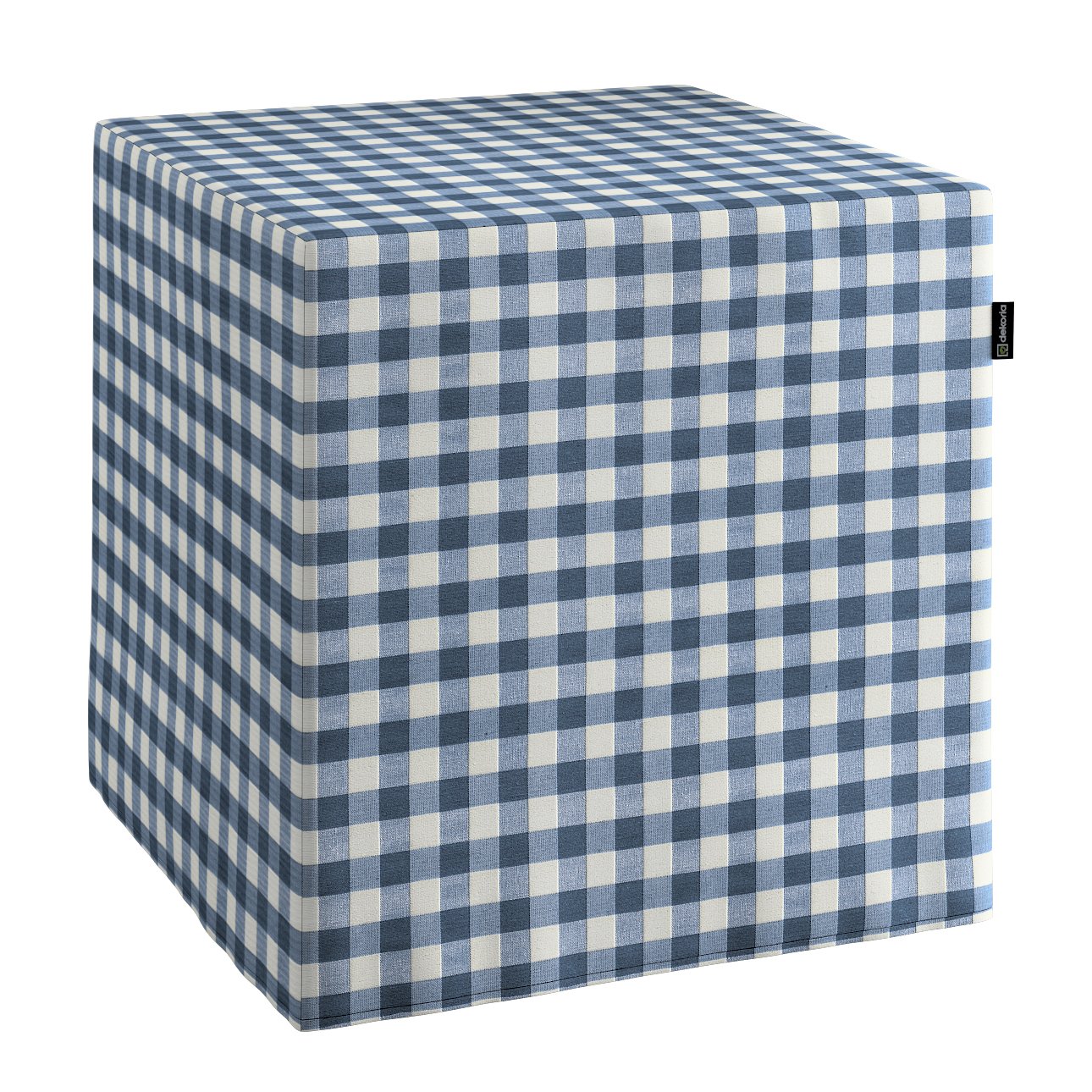 Dekoria Sedák Cube - kostka pevná 40x40x40, tmavě modrá - bílá střední kostka, 40 x 40 x 40 cm, Quadro, 136-01